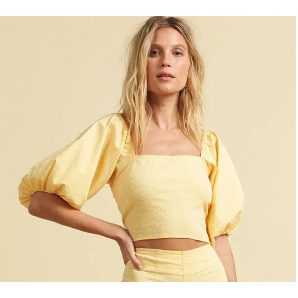 Billabong Yellow Puff Sleeve Crop Top